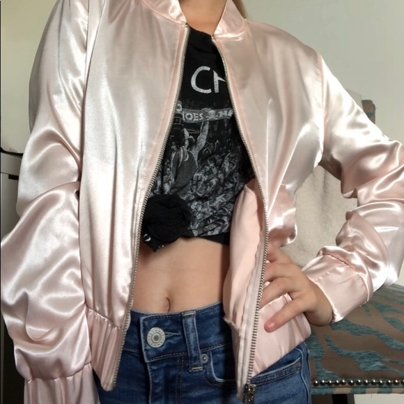 Forever 21 Rose Satin Bomber Jacket - Picture 2 of 8